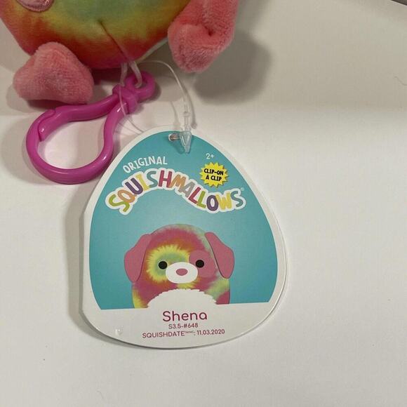 Squishmallows Shena the Tie-Dye Dog 3.5" Clip-On Plush Toy Stuffed Animal NWT - Picture 3 of 3